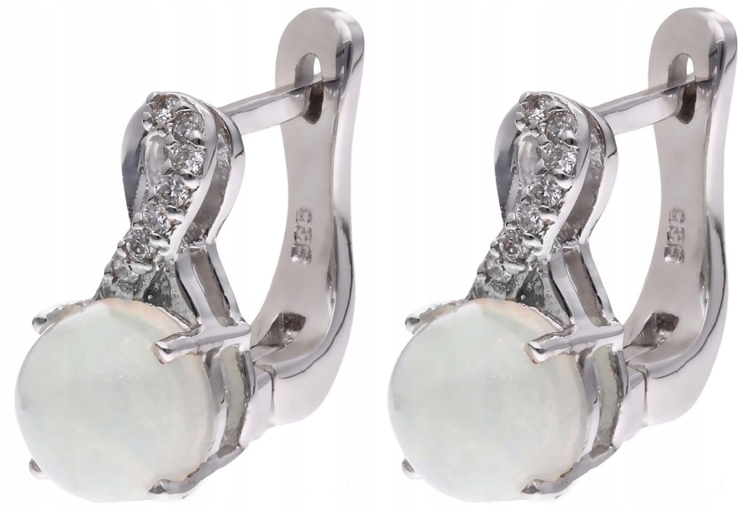 Stříbrné náušnice Ag 925 opál s diamantem CVD-3441-E-OP