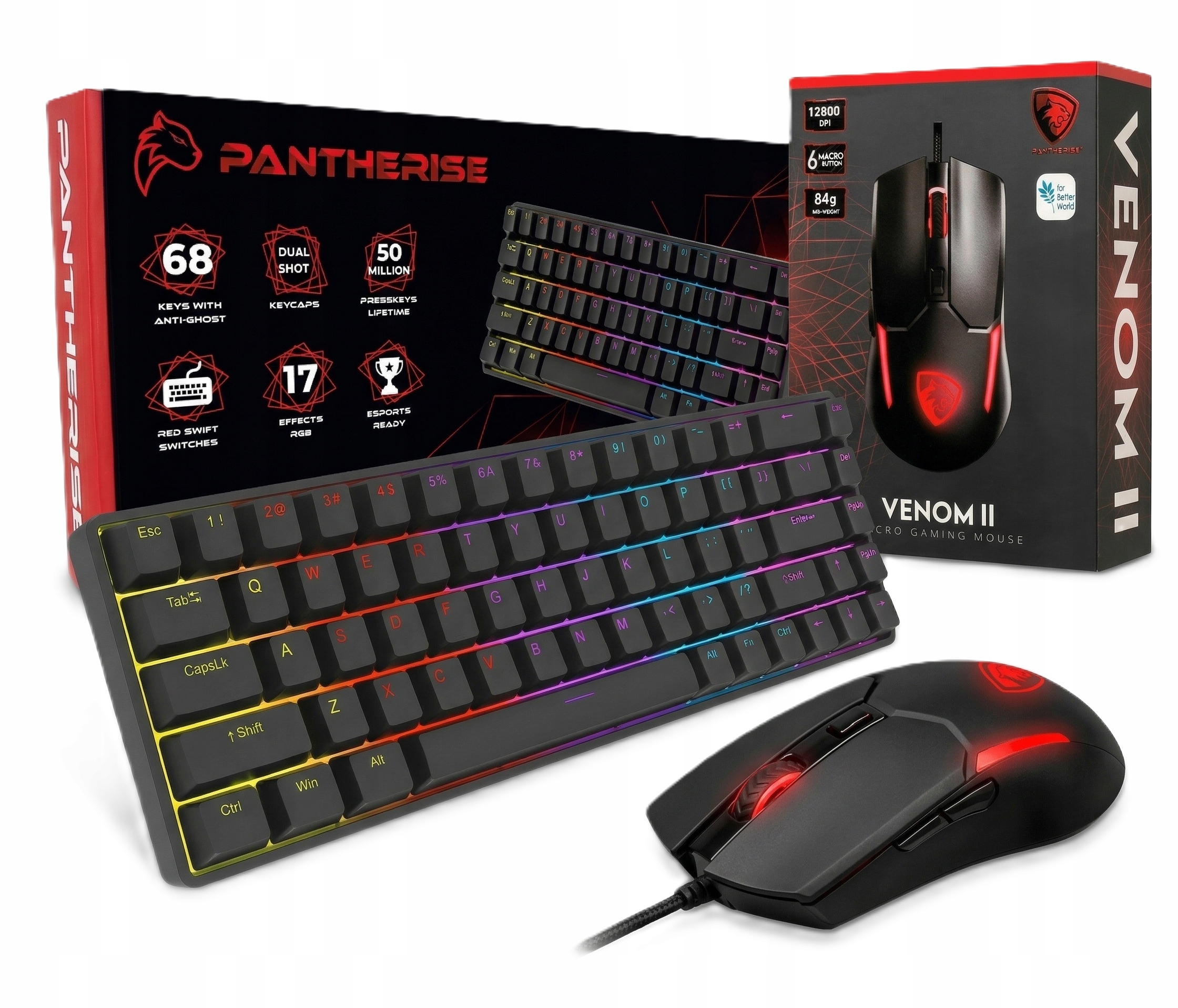 Zestaw Gamingowy Klawiatura Mechaniczna Pantherise Keytech Mysz Venom II