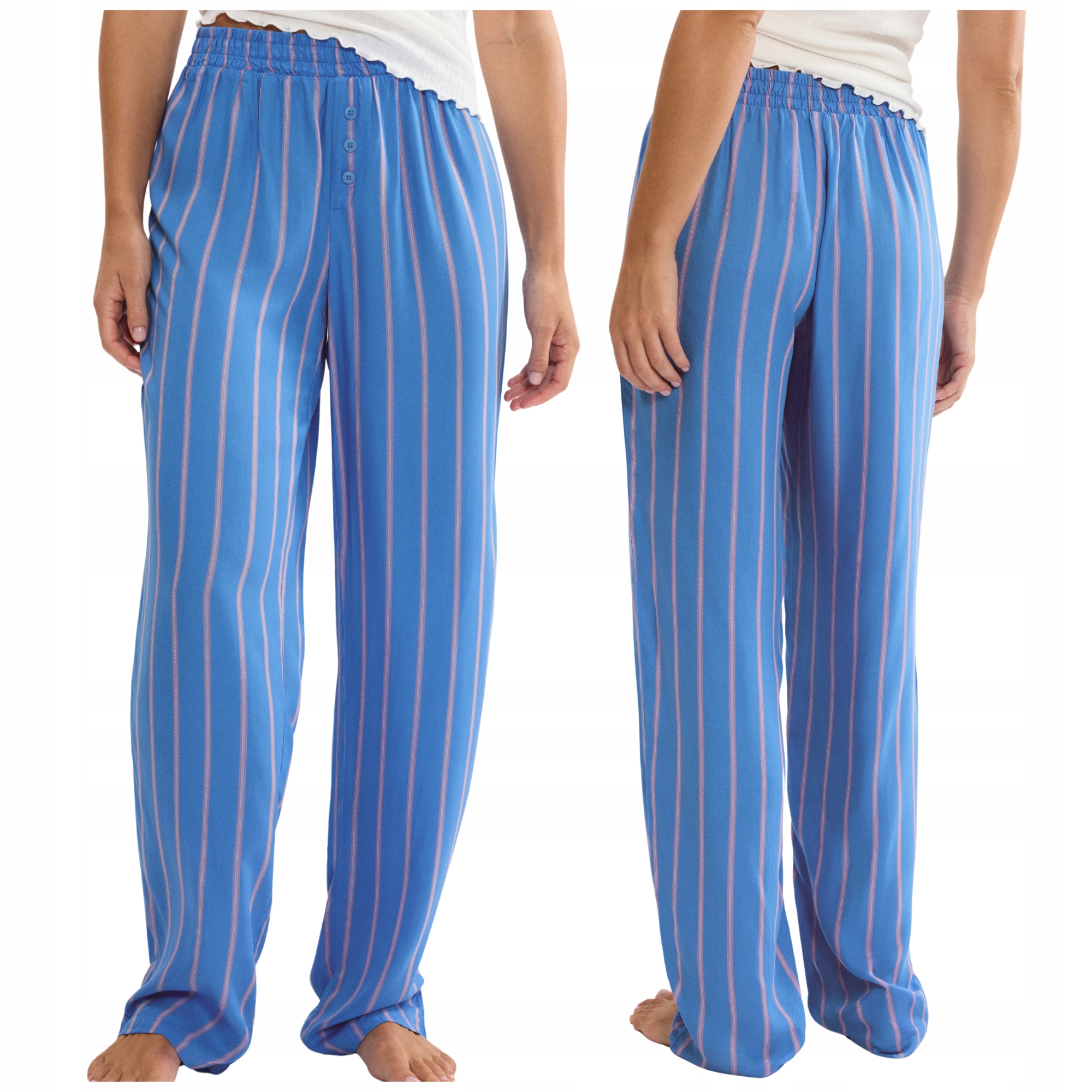 Pohodlné pruhované kalhoty Mix & Match Triumph Trousers Viscose modré 40