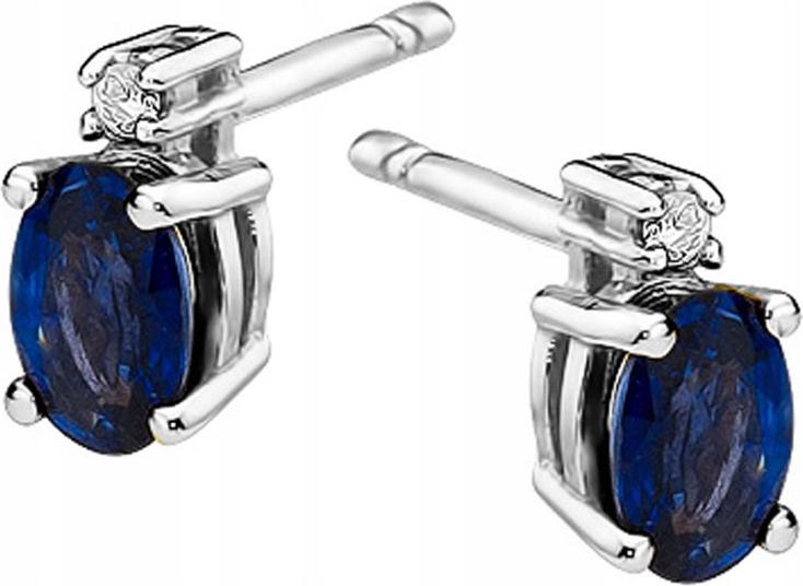 Náušnice z bílého zlata 585 s diamantovým safírem, elegantní vzor pro ni