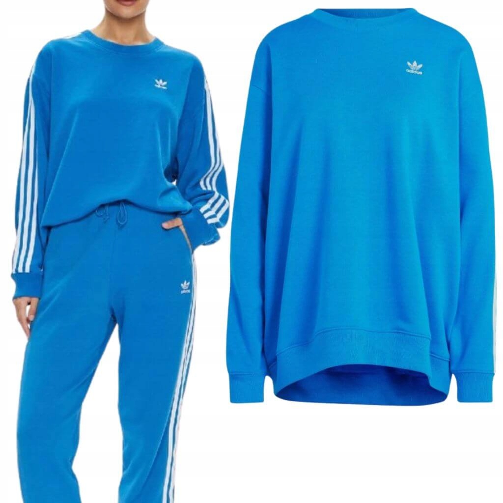 Mikina adidas Originals 3 Stripes Oversized volná modrá Xxs