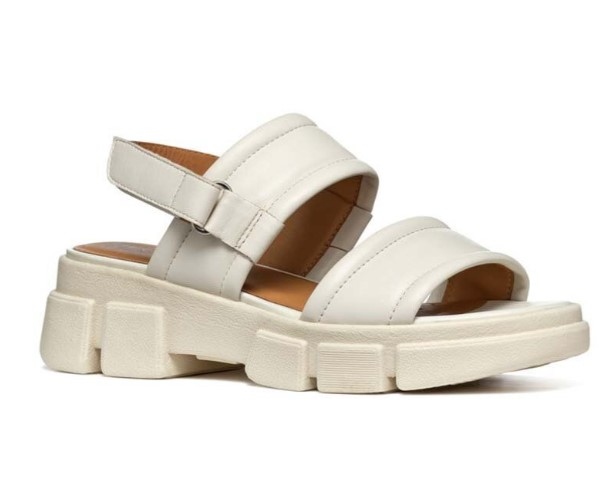 Geox Kožené Sandály Na Suchý Zip, Béžové, Dámské, Velikost 38,5, Ž9F