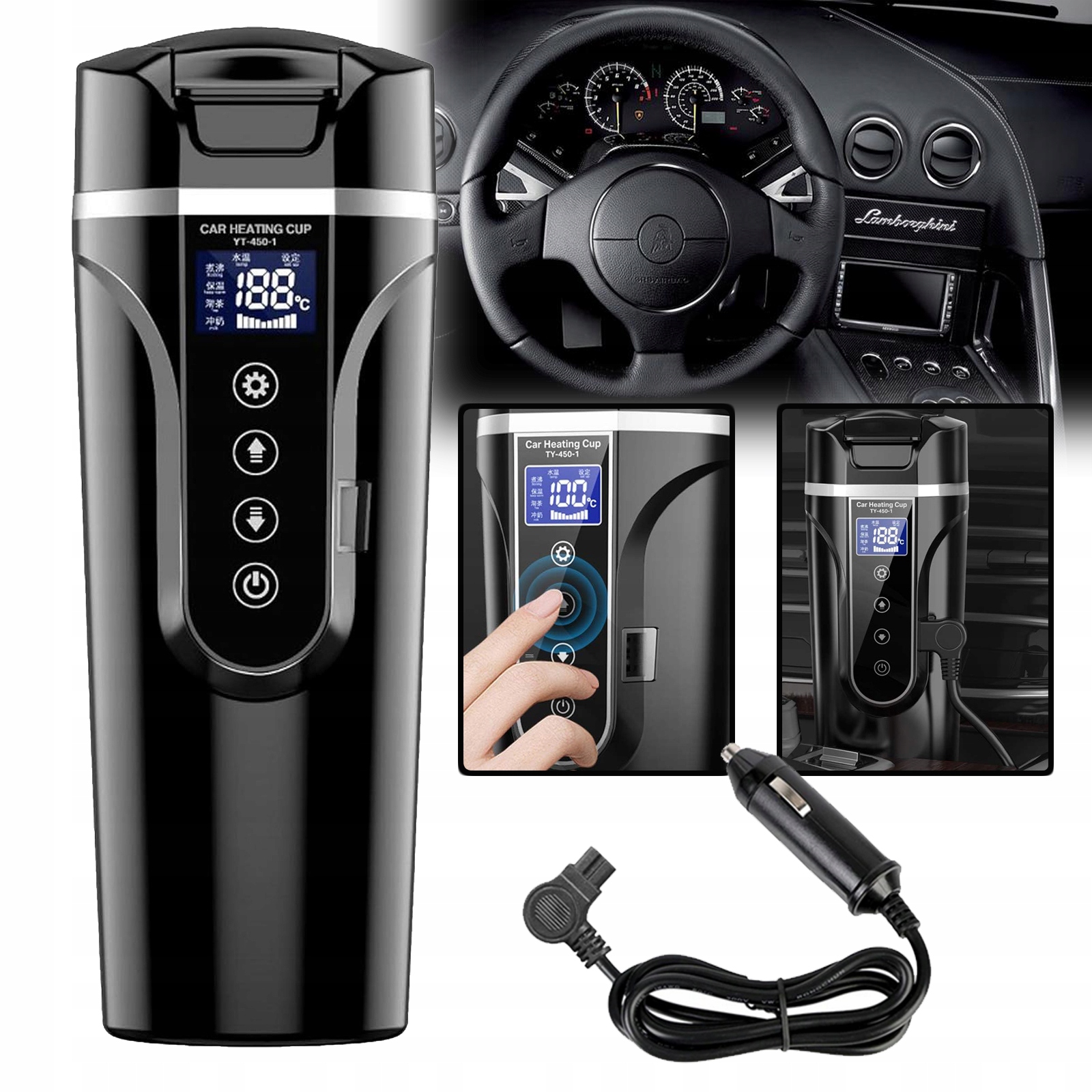 Přenosný Hrnek Na Ohřev Auta, Hrnek Na Kávu S LCD displej