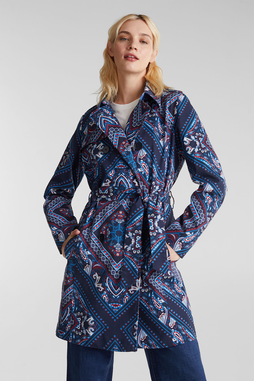 Esprit Dámský Vzorovaný Trenčkotový Kabát 3K7G2*