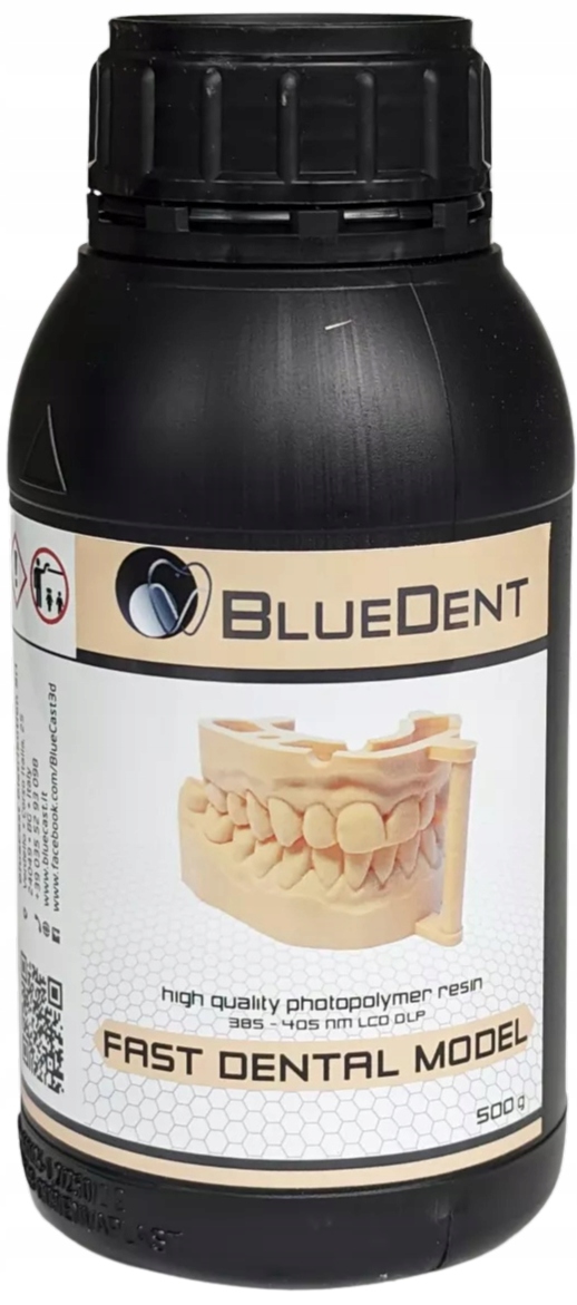 Uv Zubná živica BlueCast Dental Model 0,5 kg 0,5 l pre 3D tlačiareň