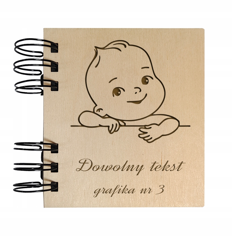 Album drewniany Mini z grafiką dziecka i tekstem