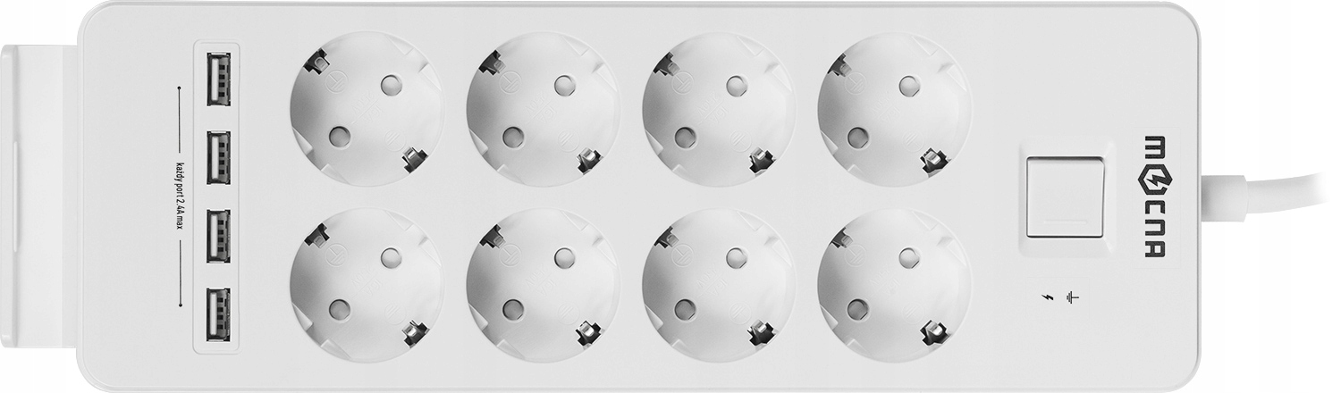 

Mocna Listwa zasilająca antyprzepięciowa 4 Usb 30W