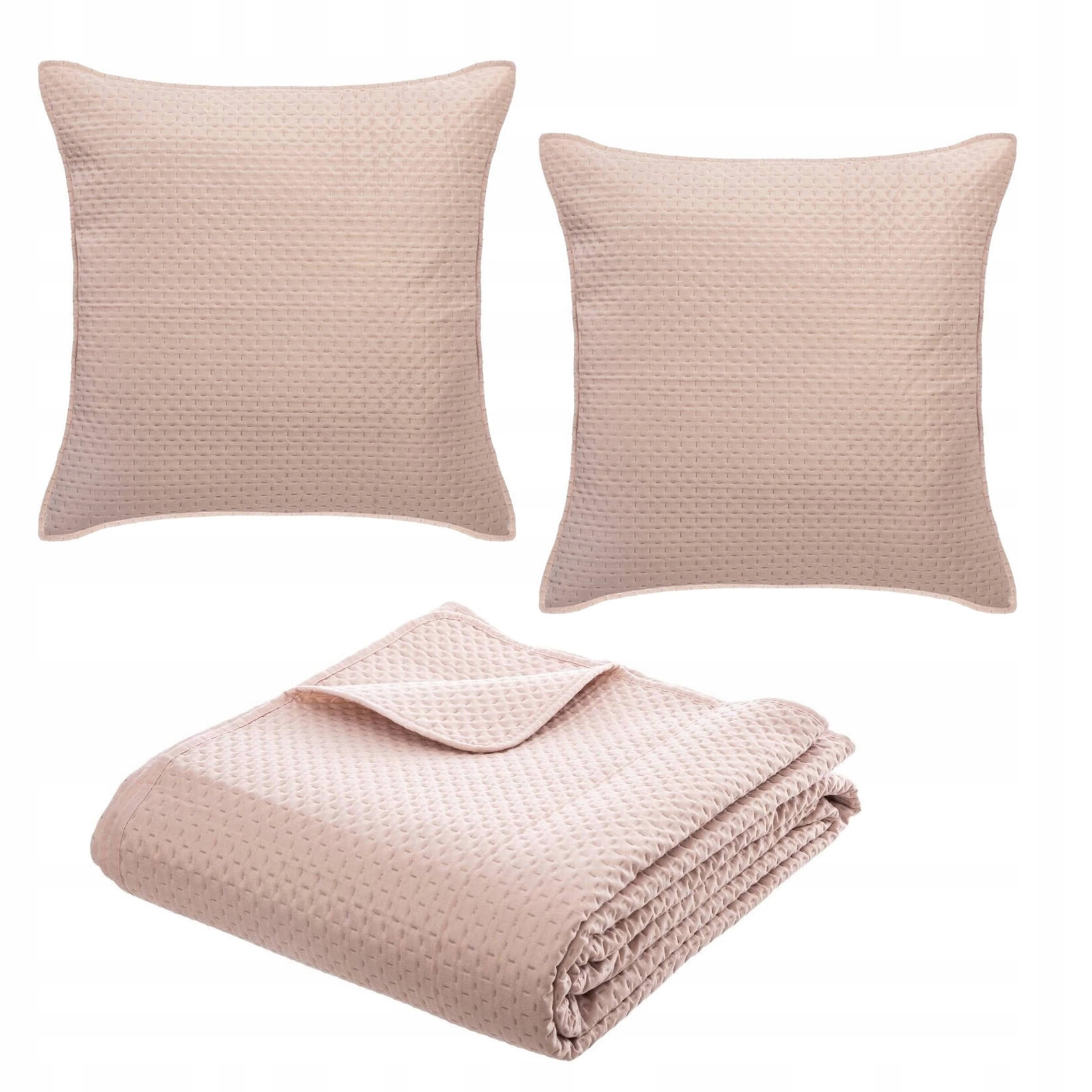 Přehoz na postel 240x260 CM Dva Povlačky Na Polštáře 60x60 CM Růžový