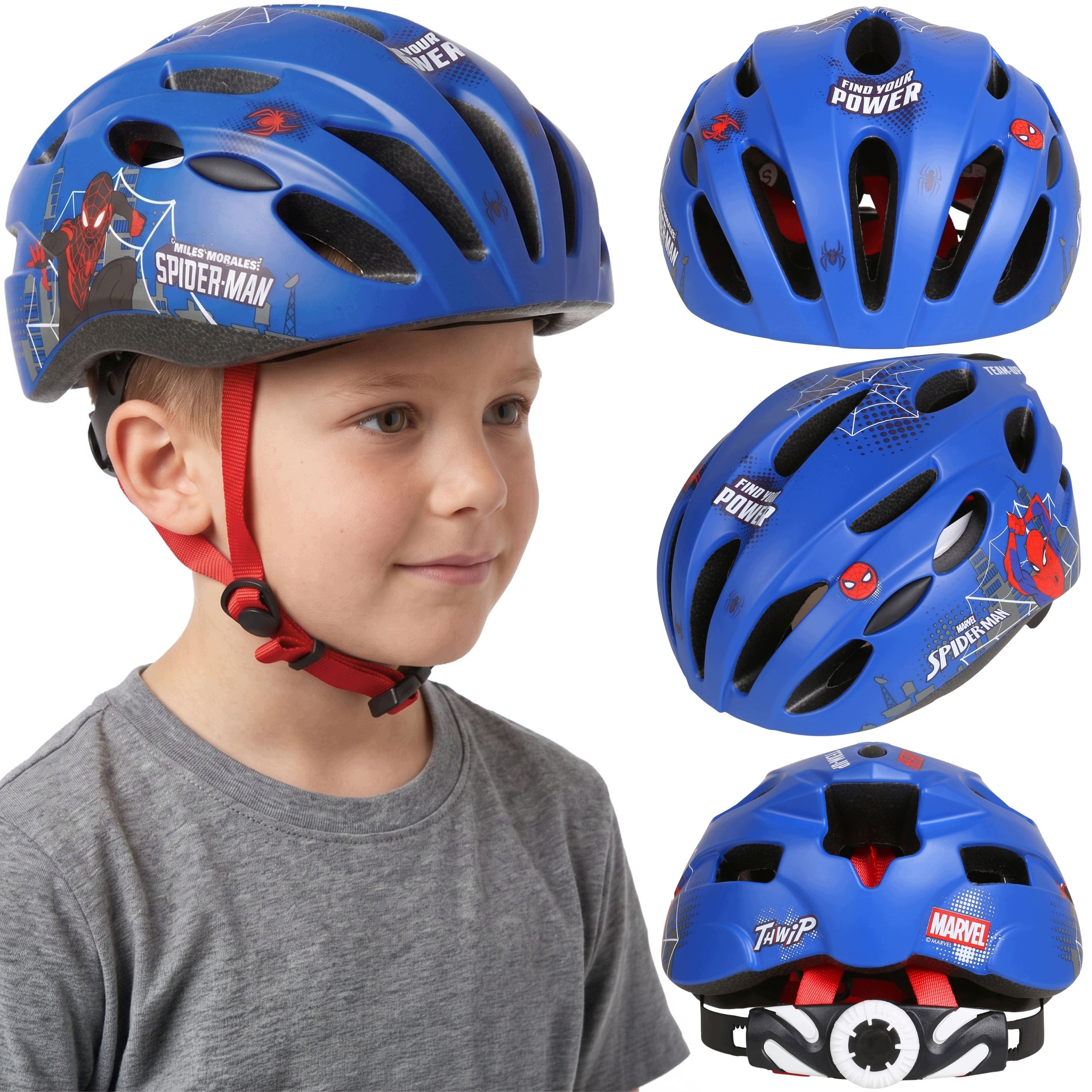Marvel Spider-Man Bezpieczny kask rowerowy In-mold, Regulowany 48-52 cm