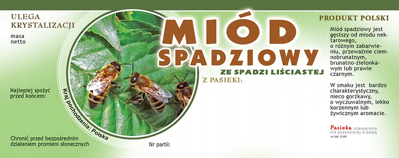 

Etykiety na Miód ze Spadzi Liściastej(100szt) E109