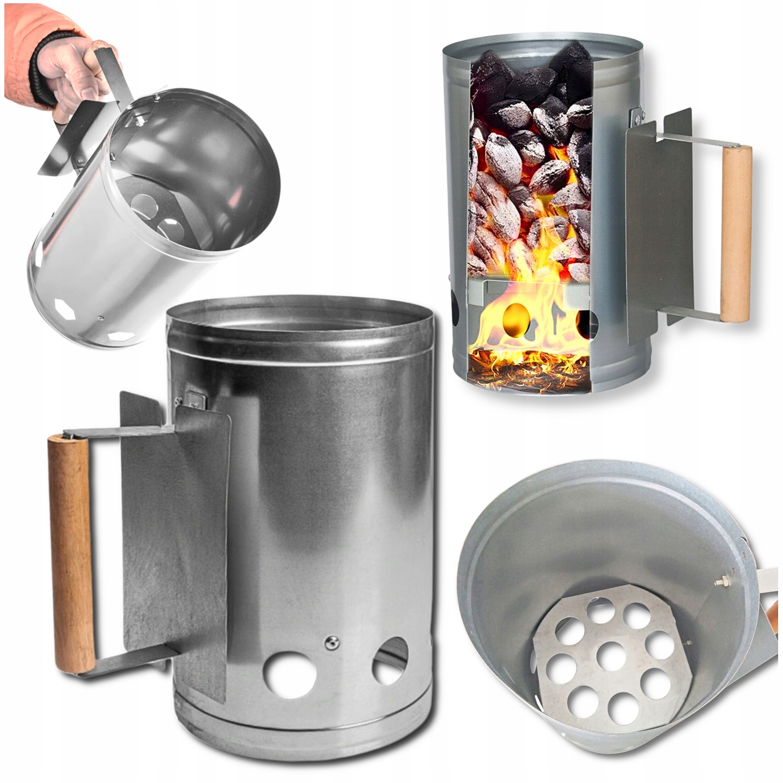 KOMIN DO ROZPALANIA GRILLA DO BRYKIETU WĘGLA ø 16 CM + SZCZOTKA DO RUSZTU Kod producenta 2539402