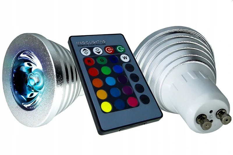 ZESTAW 10x HALOGEN LED RGB KOLOROWE ŻARÓWKI GU10 +PILOT Marka Decorya