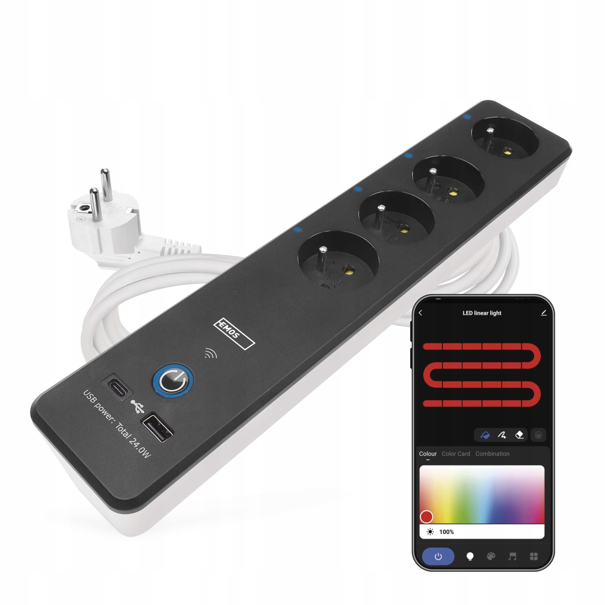 Emos GoSmart WiFi prodlužovačka 4 zásuvky 2 m