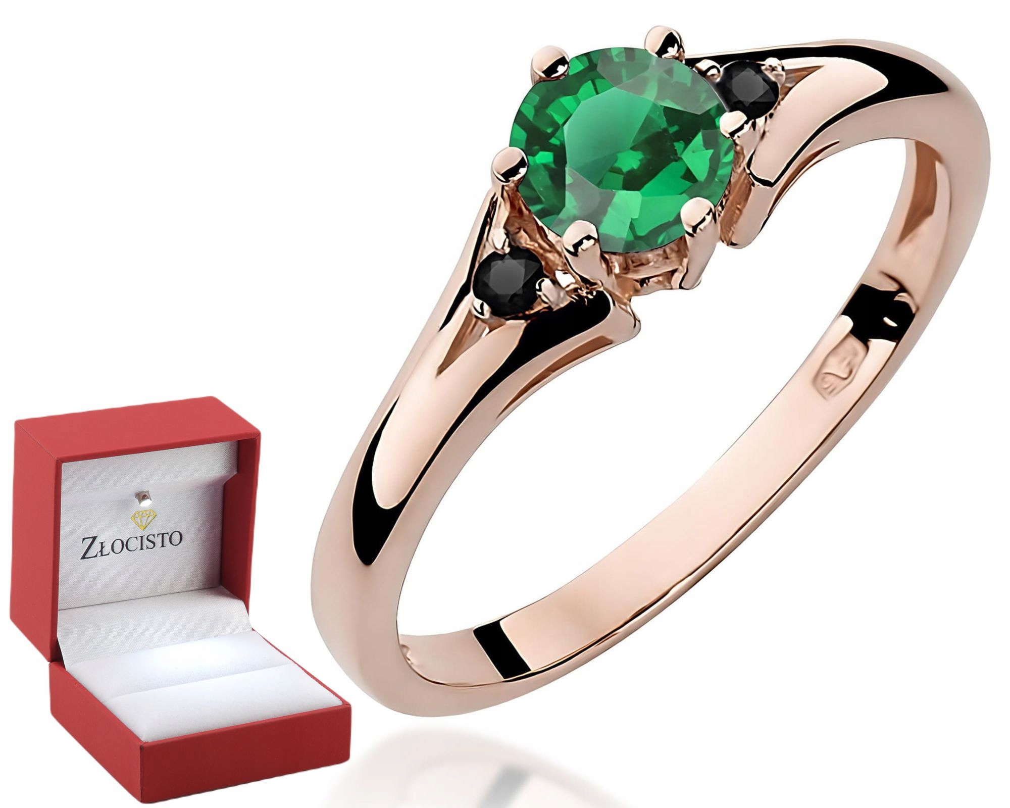 Růžové Zlato Prstýnek Se Smaragdem A Diamanty Jako Dárek 585