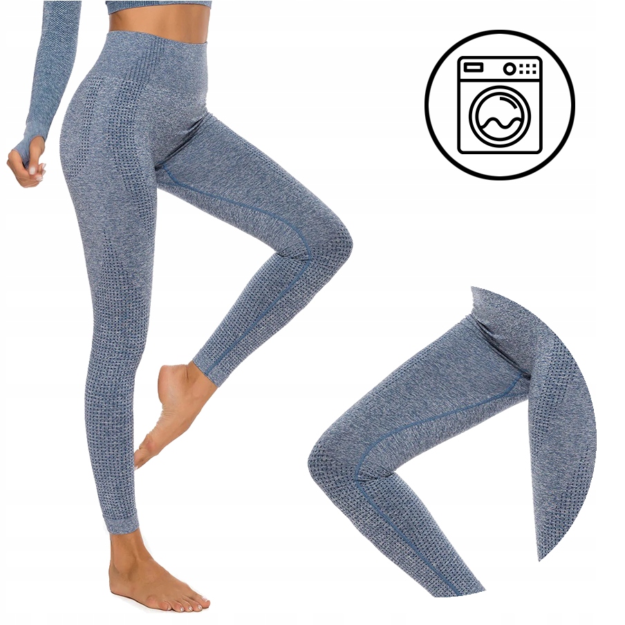 LEGINSY SPORTOWE BEZSZWOWE WYSOKI STAN FITNESS L Kolor dominujący odcienie niebieskiego