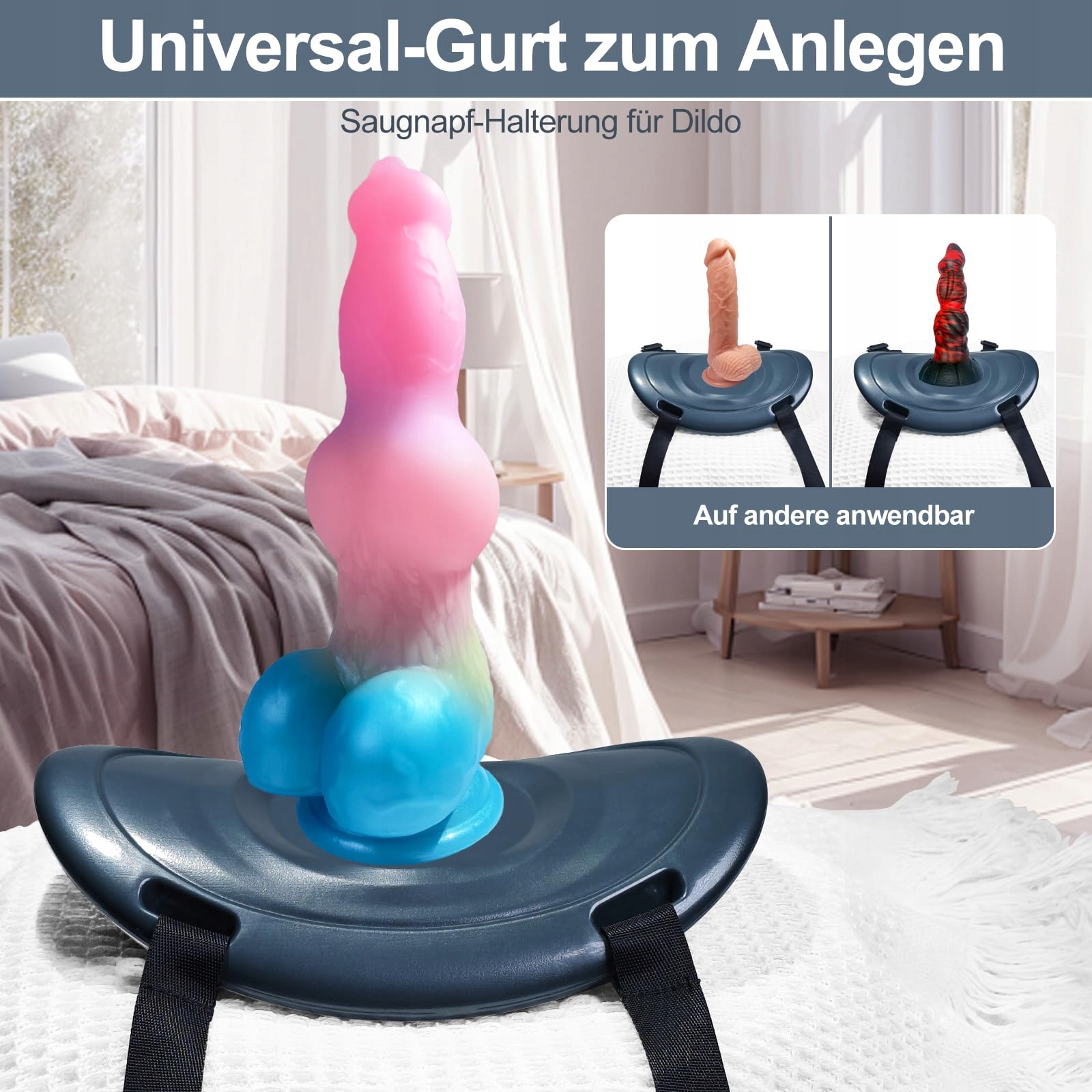 MOUNT DILDO Uchwyt Ssący Do Dildo Z Paskami Na Krzesło Sofa Zielony — miniatura 3