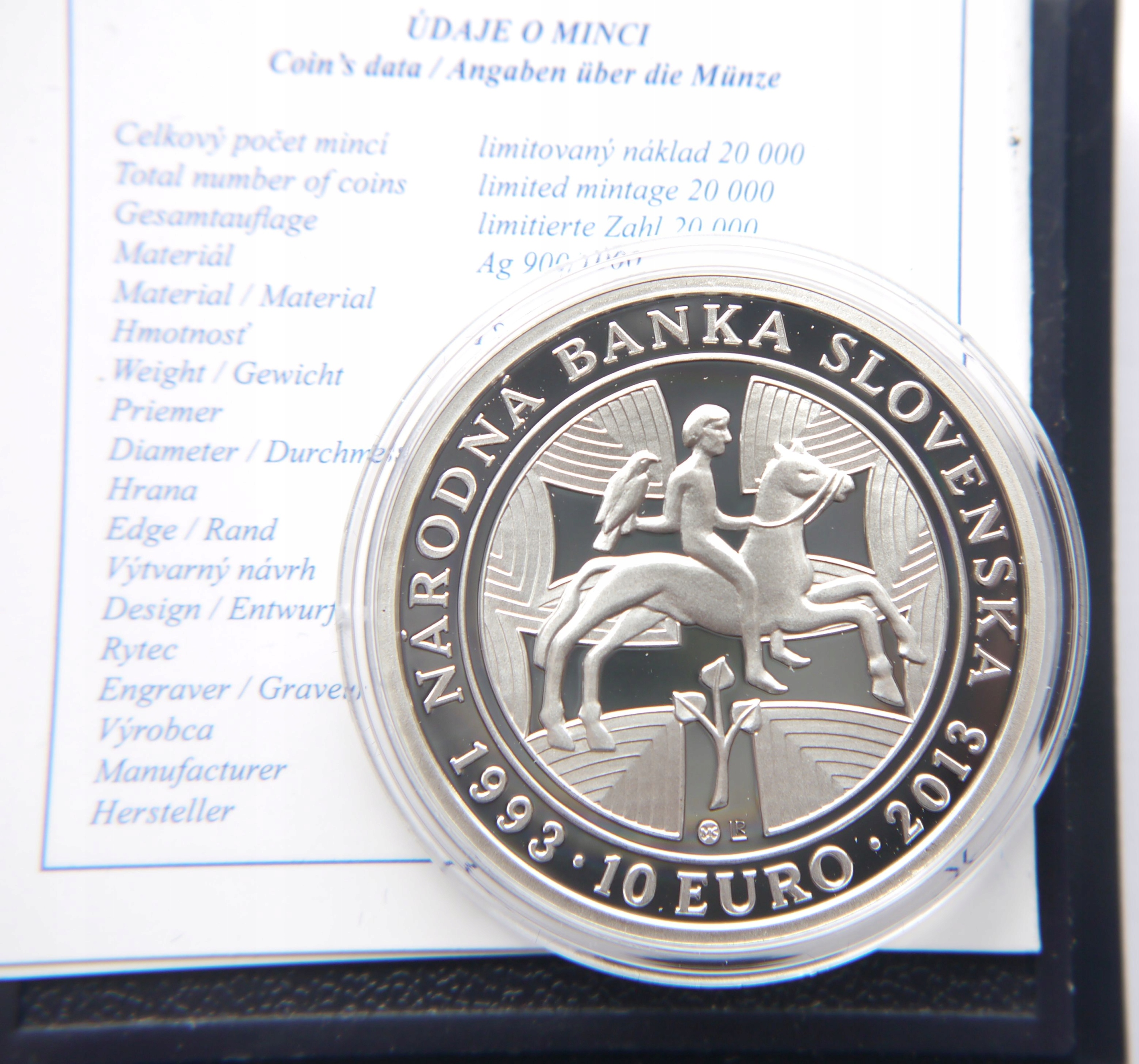 SŁOWACJA 10 EURO 2013 PROOF BANK SREBRO