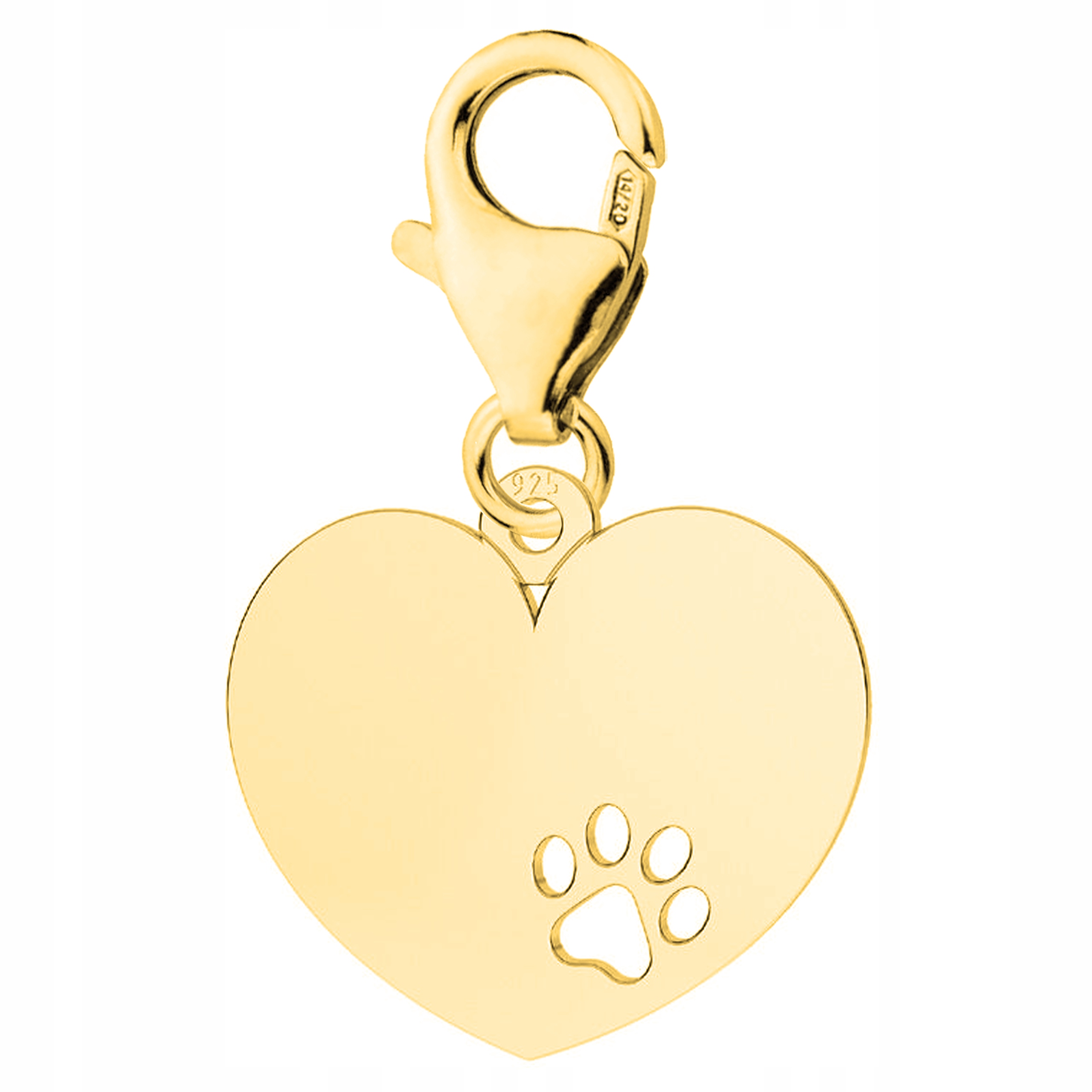 Zlatý přívěsek s psí tlapkou Otisk tlapky Psa Kočka Pupil Cat Stříbro 925