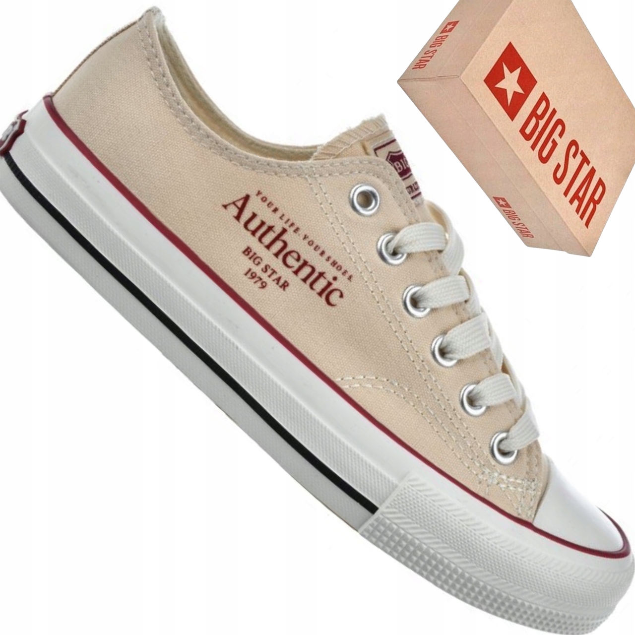 Trampki damskie Big Star NN274236 ecru niskie tenisówki tekstylne casual