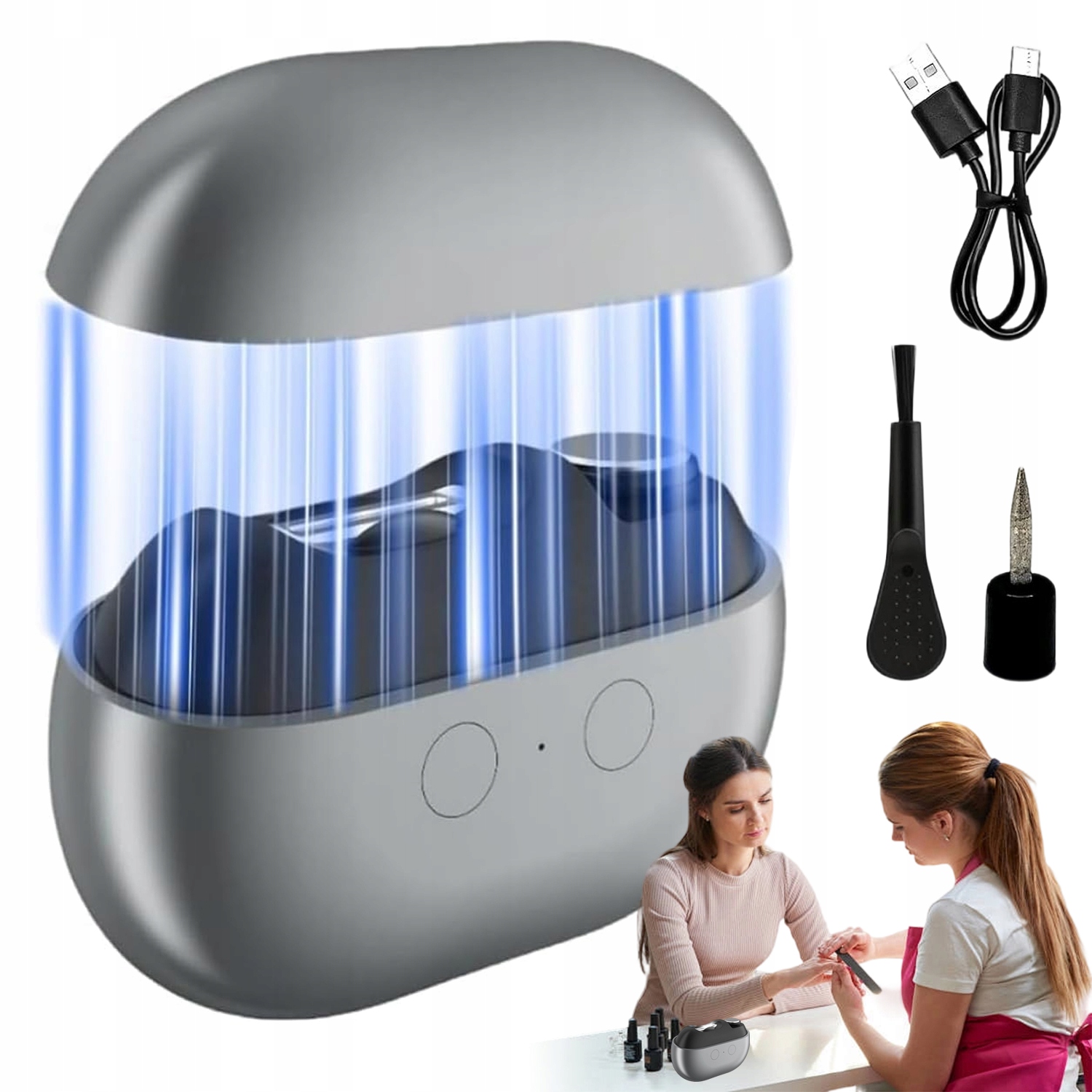 Automatický Elektrický Stříhač Nehtů Usb S Led Lampou A Pilníkem