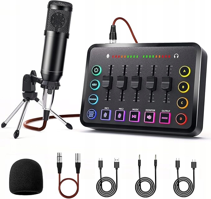 Liluosuo Zvuková karta Mixer audio streamovací mikrofón 6X režim Podcast