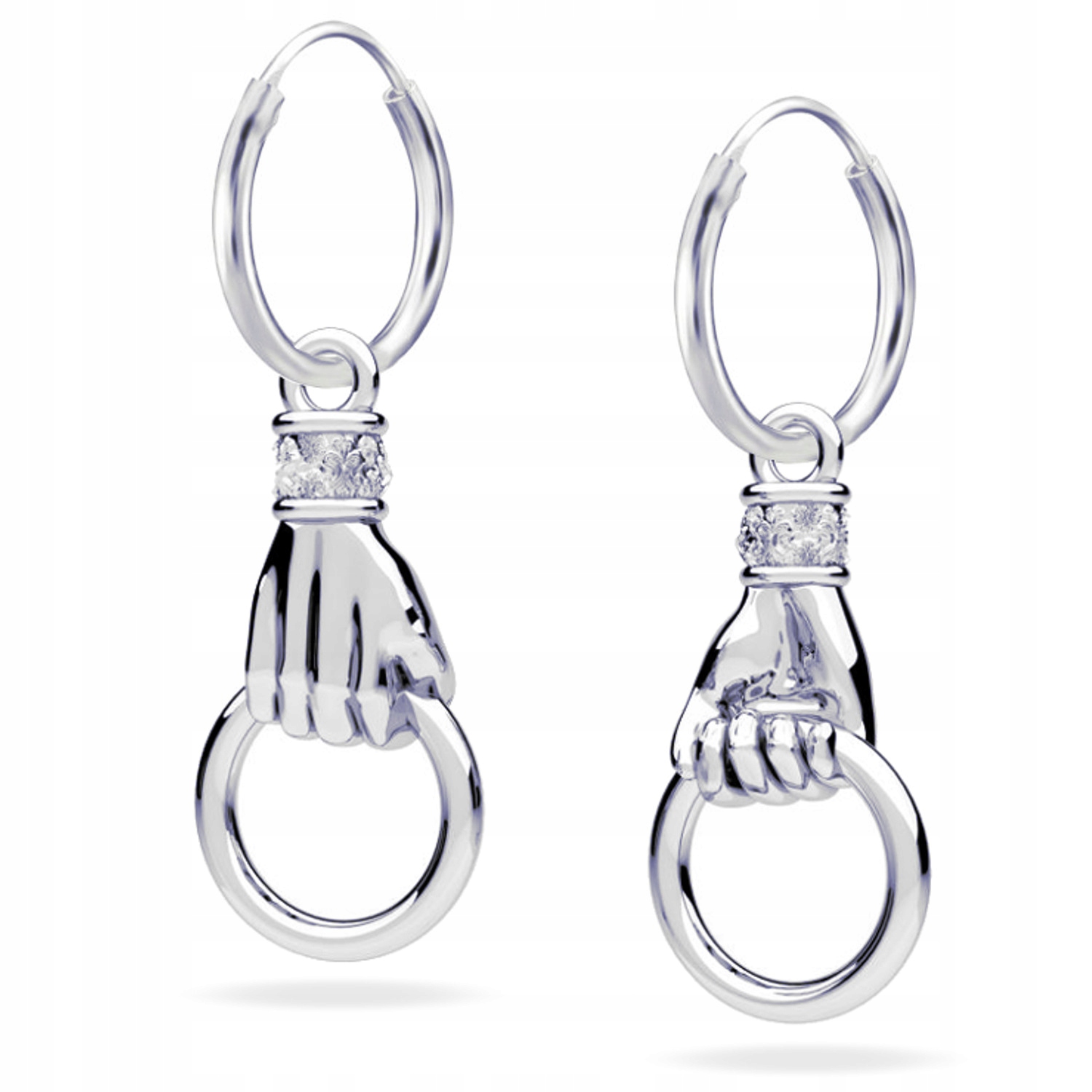 Dlaň Ruka S Ráfkem Stříbrné náušnice kola stříbro 925