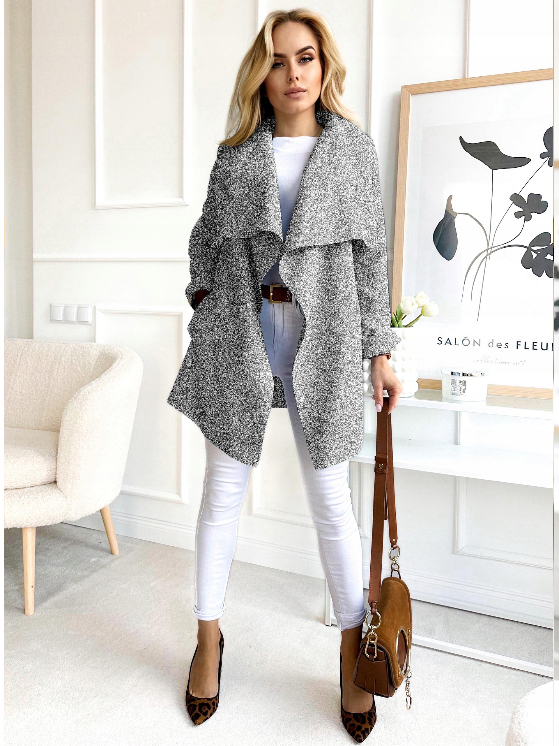 PŁASZCZ DAMSKI wiosenny narzutka z paskiem wrap flausz Marka Awanti