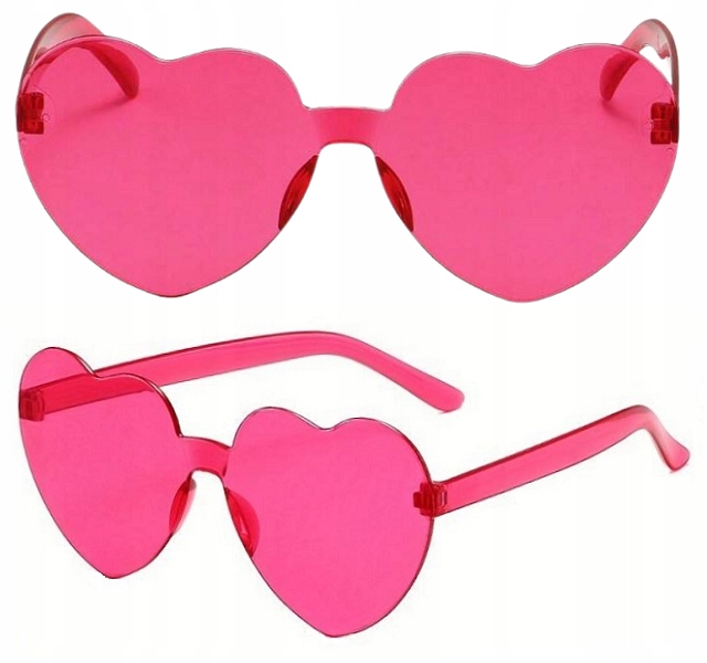 OKULARY SERCA PRZECIWSŁONECZNE DLA DZIECI PRZEZROCZYSTE PARTY CIEMNY RÓŻ