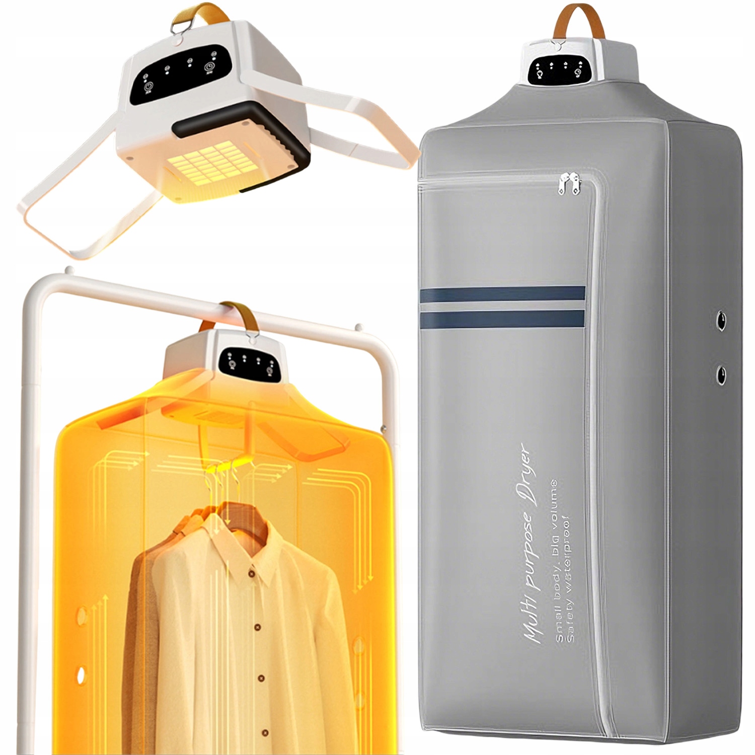 Levně Přenosná Skládací Sušák Na Prádlo Mini Sušák Na Cesty S Pytlem 600 W