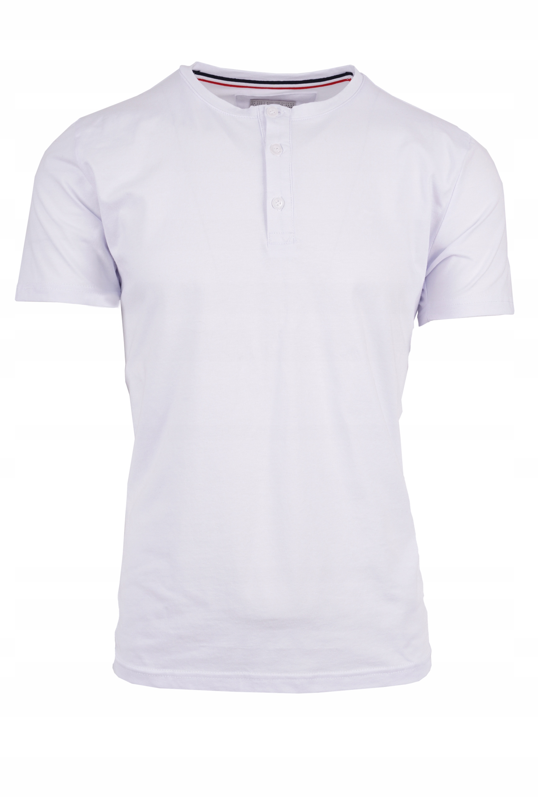 

T-shirt Męski Biały Koszulka Guziki Duży 5XL