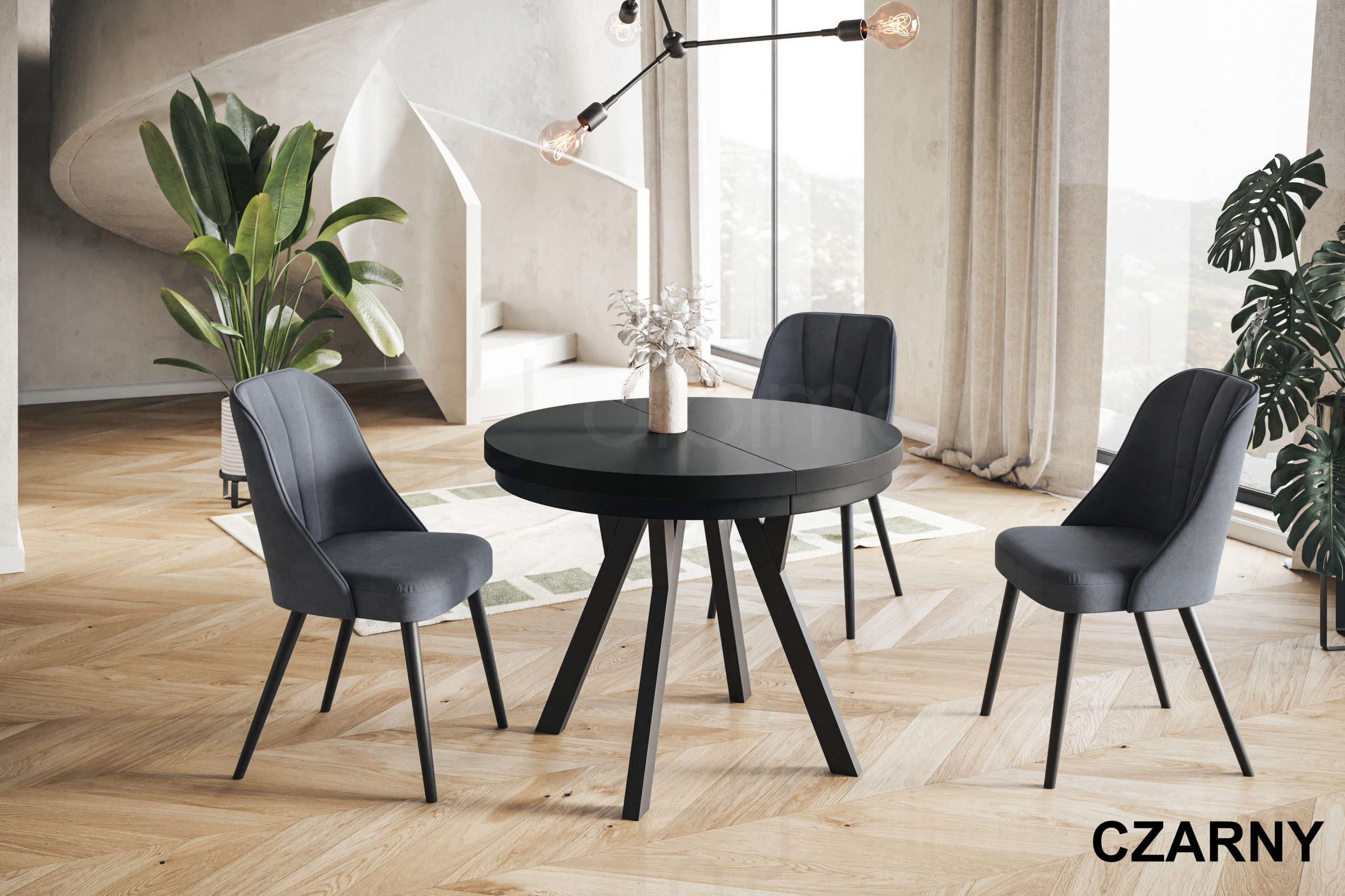 Stół rozkładany EVO 80/130 okrągły Z MASKOWNICĄ Wysokość mebla 77 cm