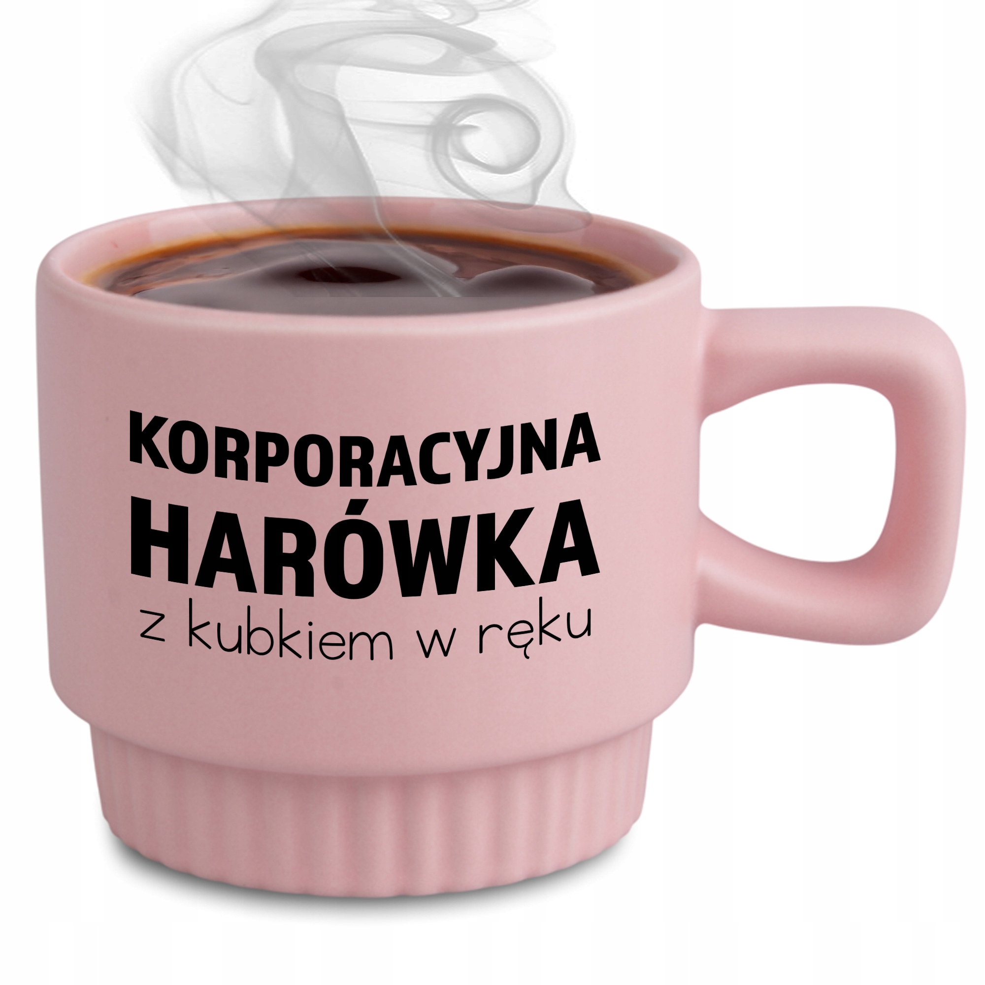 Ryflovaný hrnček Ružová Firemná Harovka Darček do práce Kancelárie Korpo