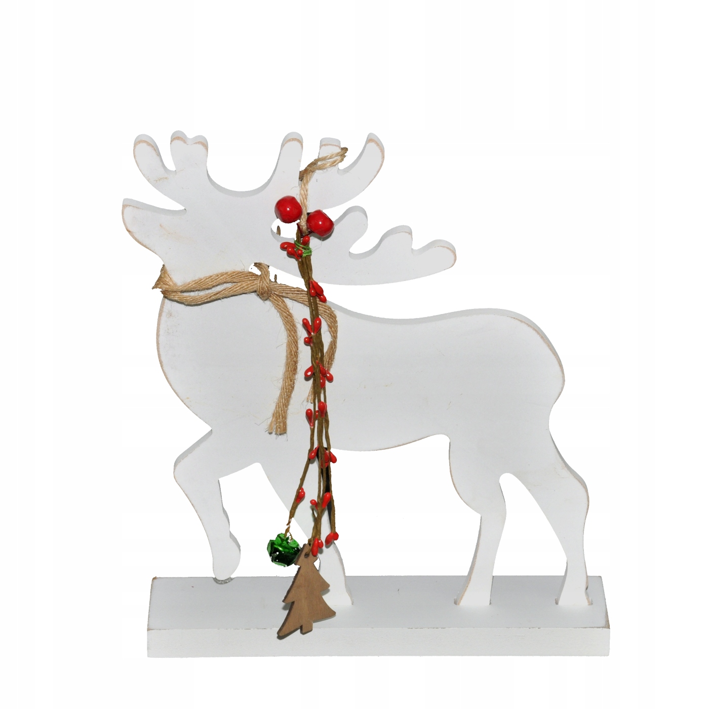 

Biały drewniany renifer 30 cm ozdoba