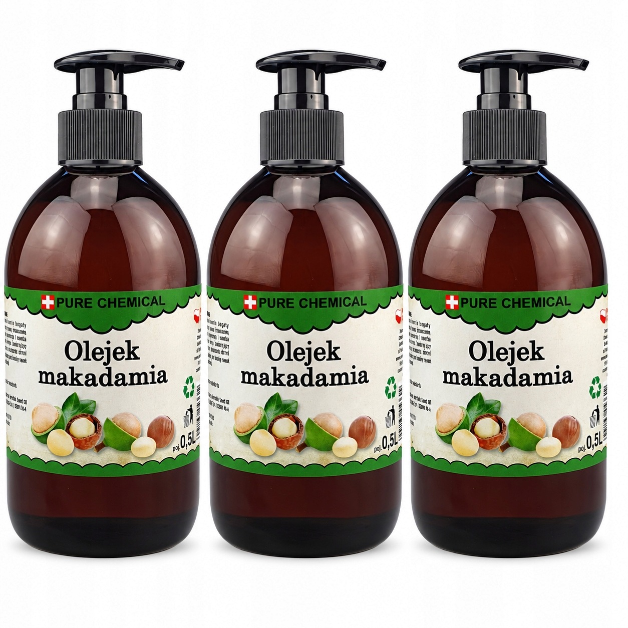 Makadamový Olej Přírodní Olej Z Makadamových Ořechů Dávkovač 3x0,5 l