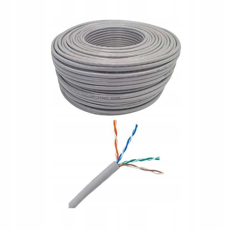 Kabel sieciowy skrętka Lan Netrack cat 5e Utp, szary, 100m , Cca