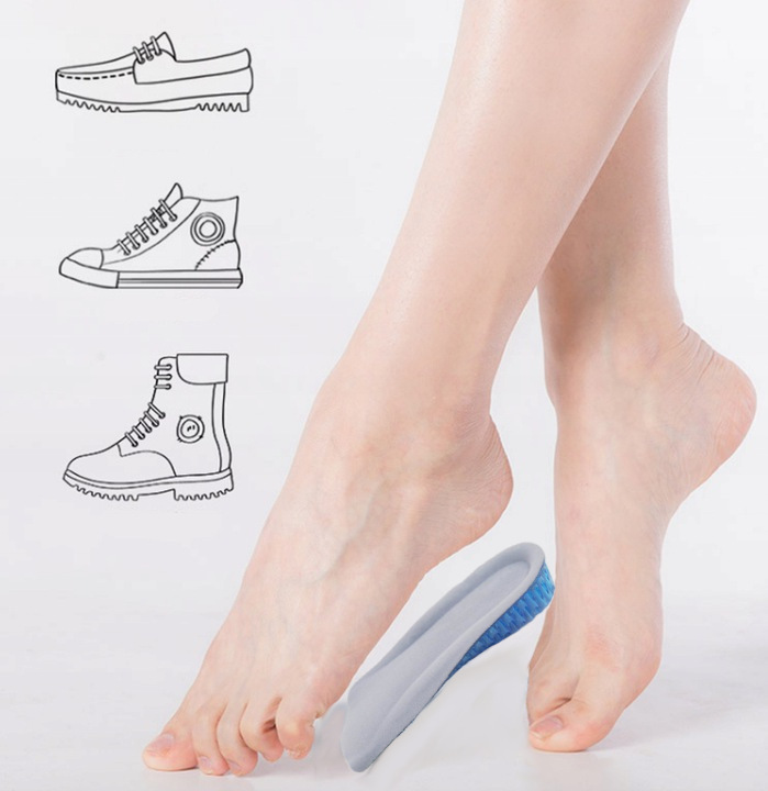 PODWYŻSZAJĄCE WKŁADKI DO BUTÓW 2CM SPORTOWE ŻELOWE Rozmiar zakresowy 36-46