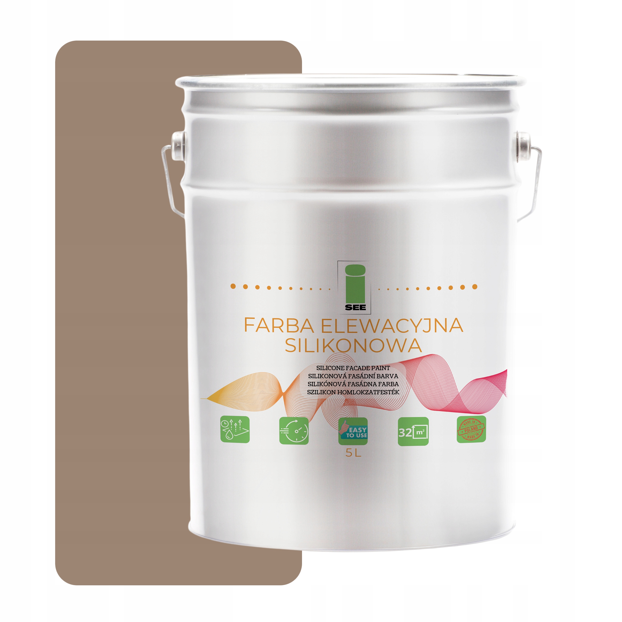 Fasádna Silikónová Fasádna Farba Orechová Béžová 5 L Antihniloba