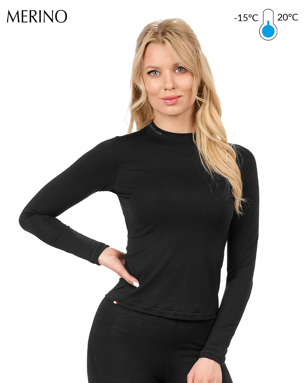 Koszulka Merino wool damska Termiczna bluza długi wełna 100% Termoaktywna