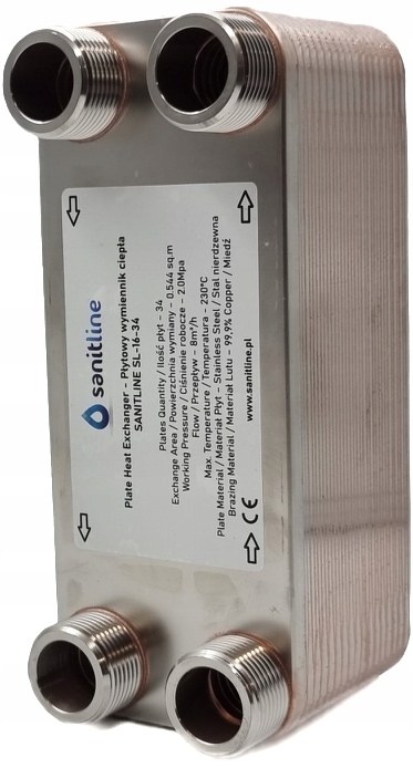 Výmenník Tepla Sanitline 34 Doskový Výkon 45 kW 4x 1" Cal
