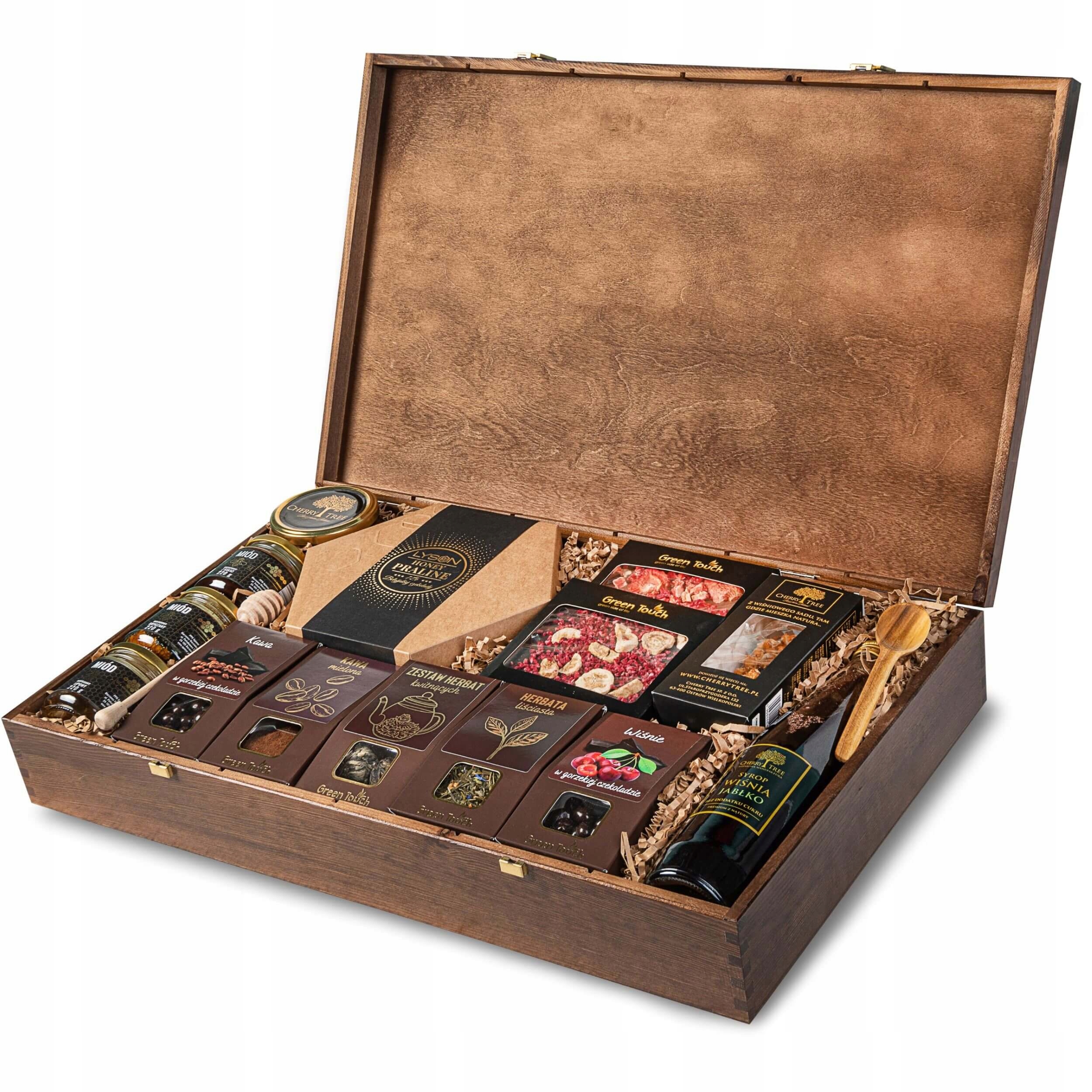 Dárková sada velká krabička 16 produktů čaj med čokoláda sušenky