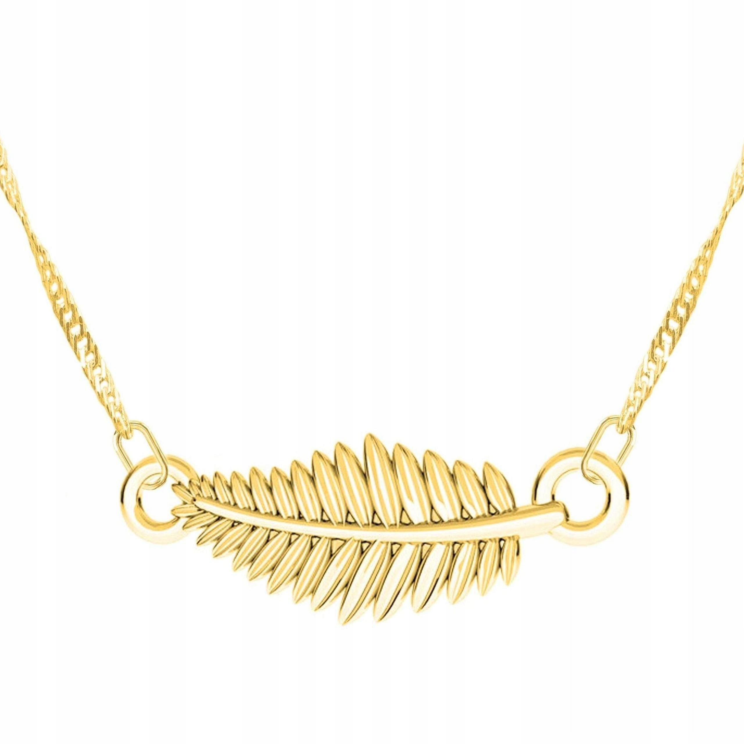 Zlatý náhrdelník s listy větvičky Rostlina Větvička Větev Listy Stříbro 925