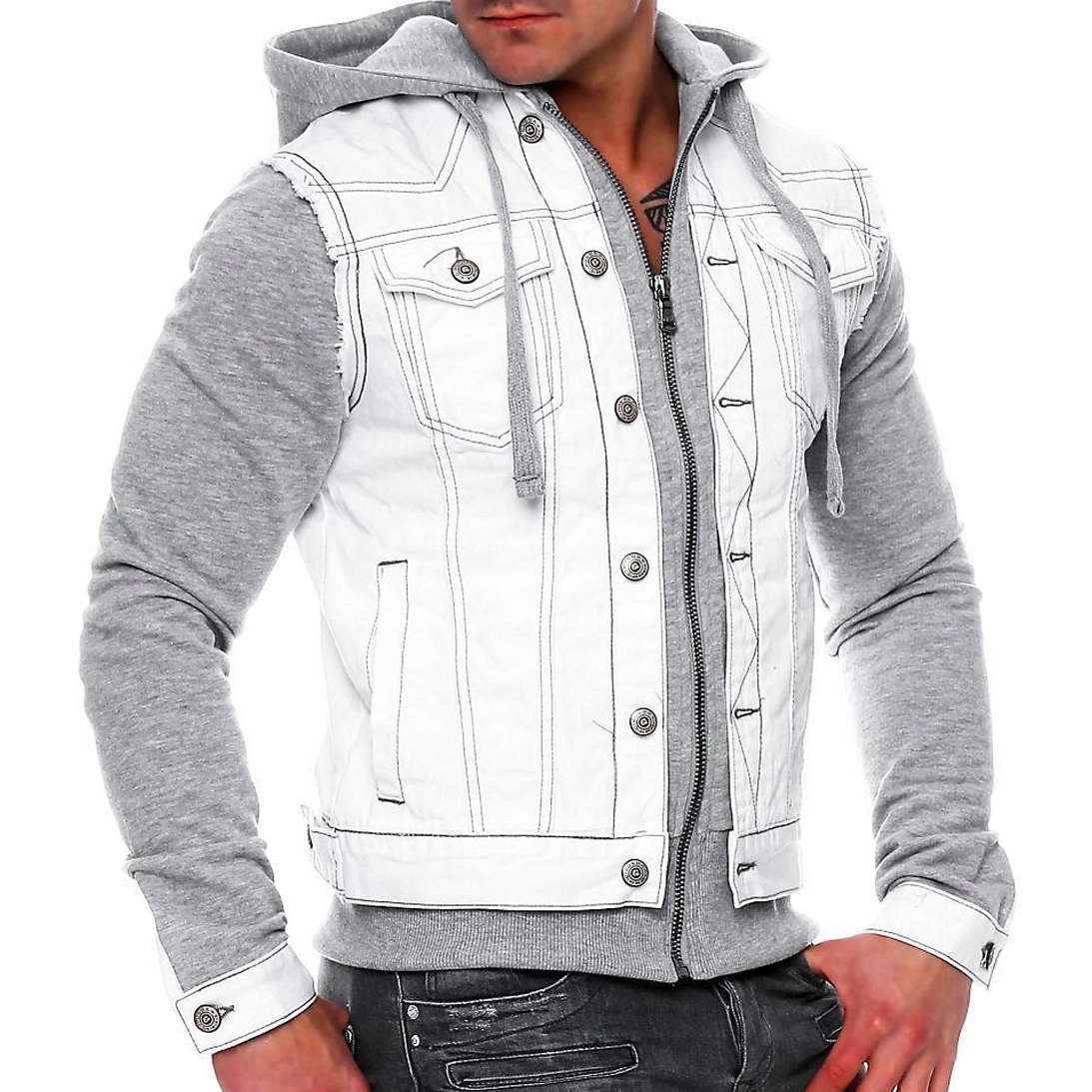Katana Jeans bunda rukávy Mikina Cipo Baxx Džínová