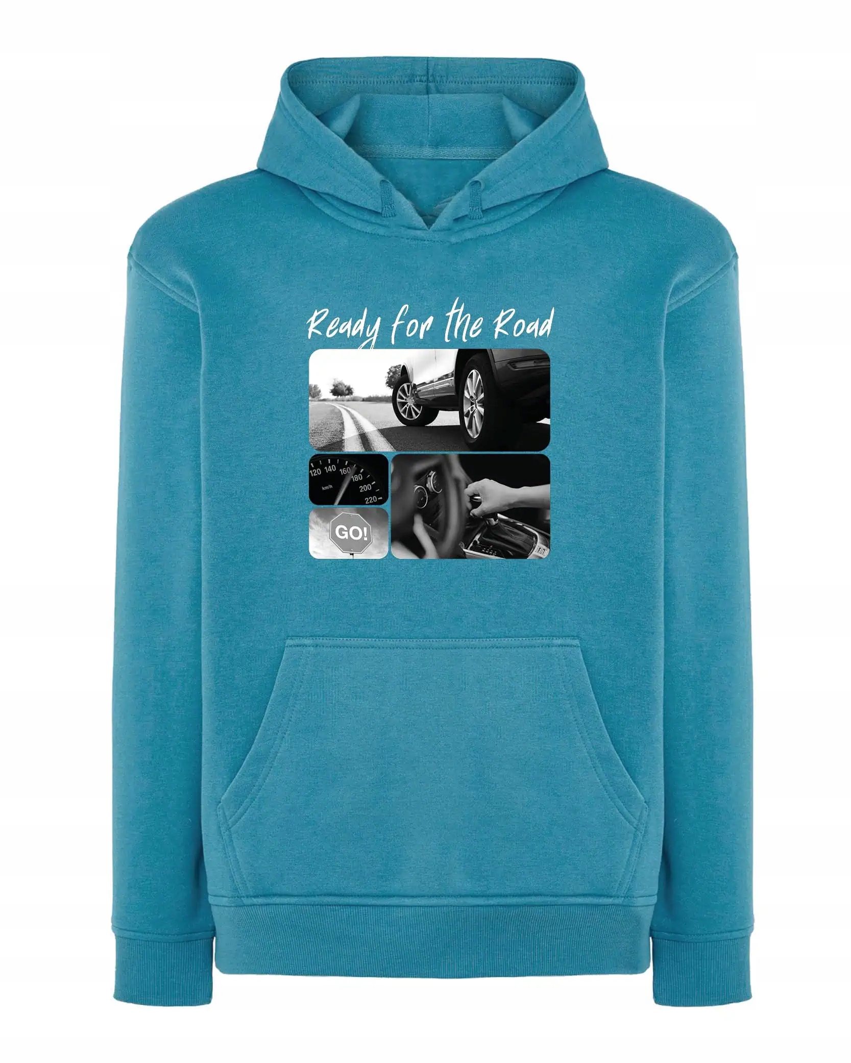 Mikina s kapucí Dárek pro řidiče Umělecká koláž Modrá M