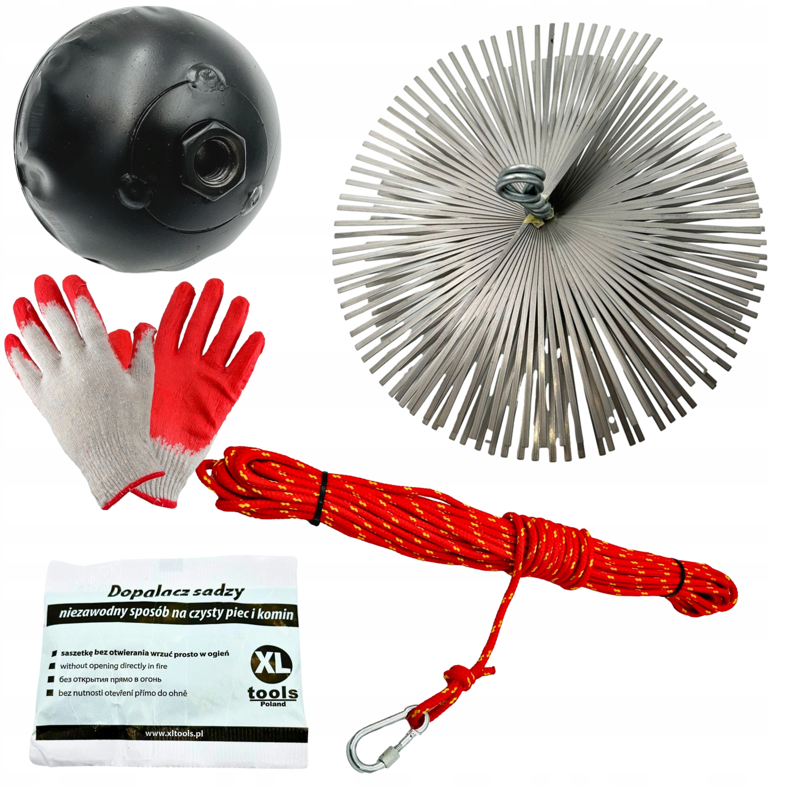 Kominářská Sada Na Čištění Komína 1.9 kg 15 m Kartáč Kula Lano