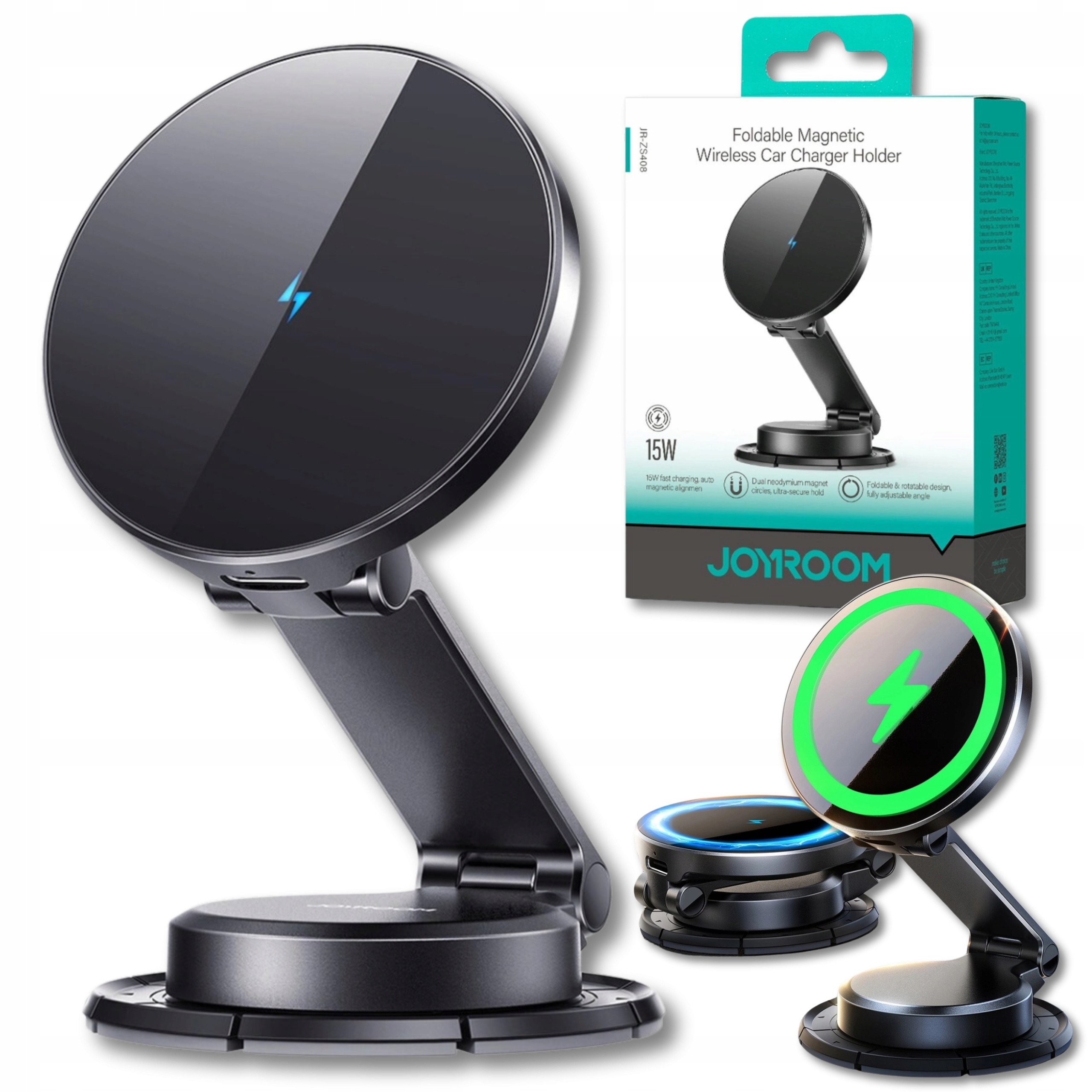 Uchwyt Samochodowy Na Telefon Ładowarka Indukcyjna 15W Qi Na Kokpit Deskę