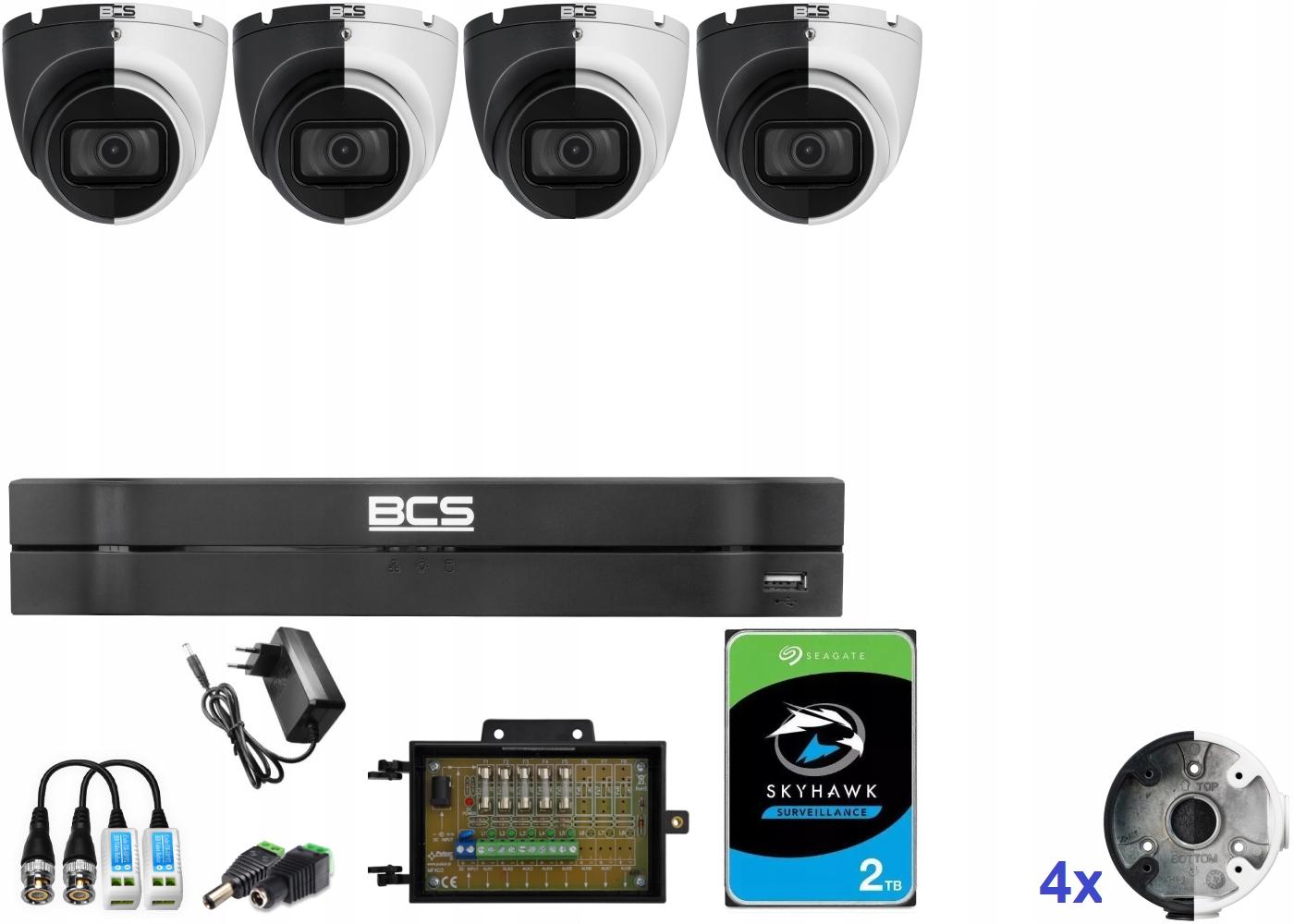 Zestaw Do Monitoringu 4 Kamer Analog BCS-EA15FSR3 Dom Sklep Firma Cctv 5Mpx