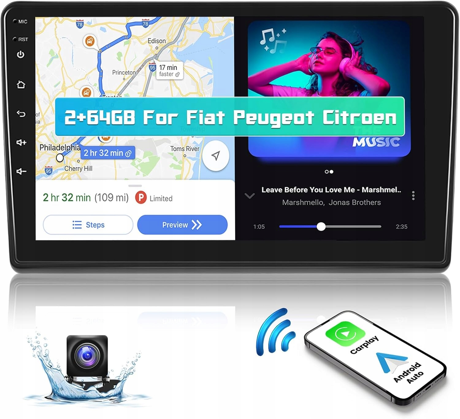 Hikity 9" rádio Android 13, CarPlay/Android Auto, Fiat Ducato 2011-2024