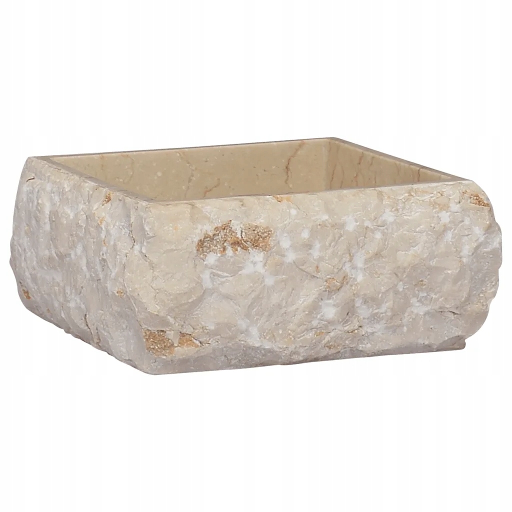 Ručně vyrobené mramorové umyvadlo, krémové, 30x30x13 cm