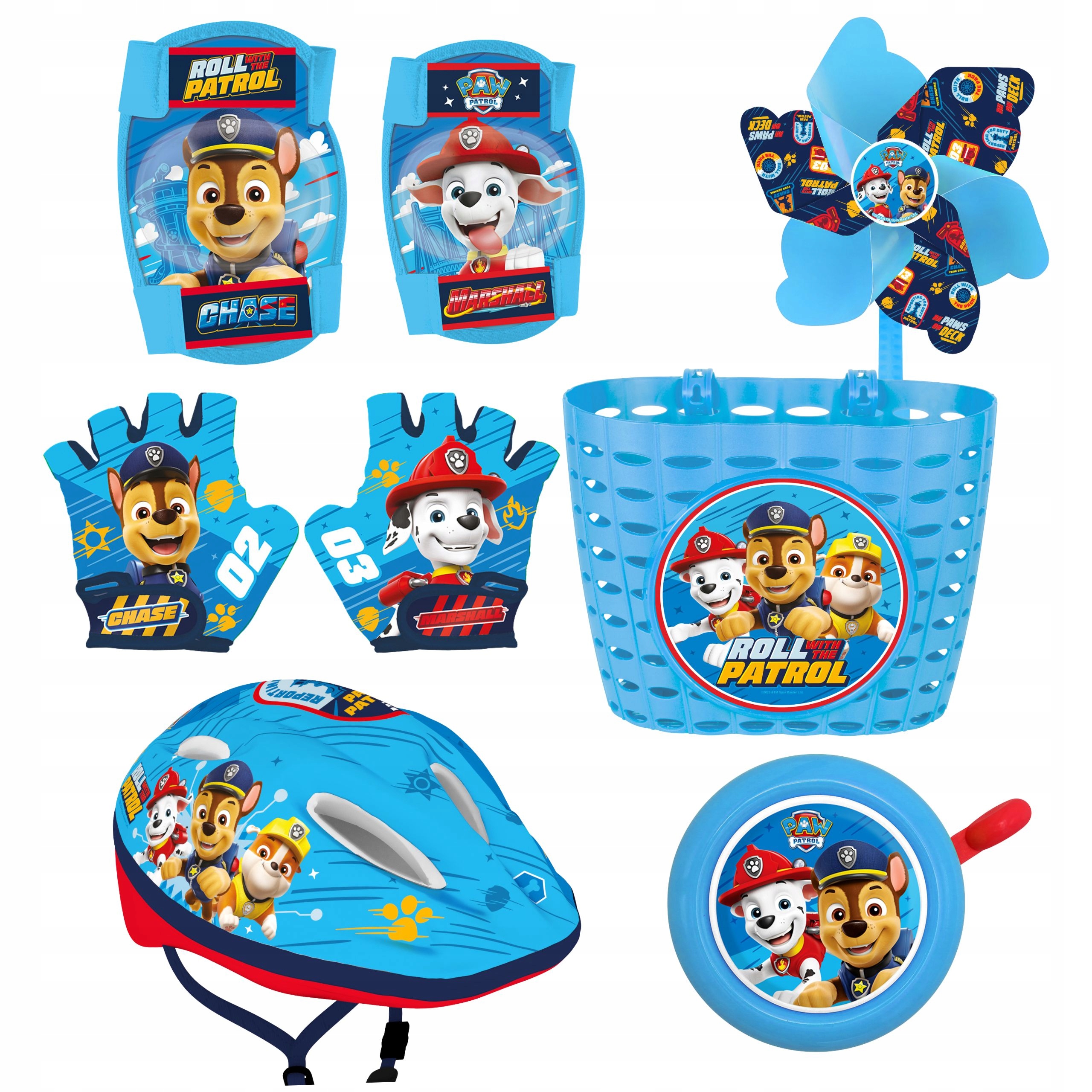 OCHRANIACZE NA KOLANA I ŁOKCIE NA ROLKI, ROWER PSI PATROL x 4 szt Kolor niebieski