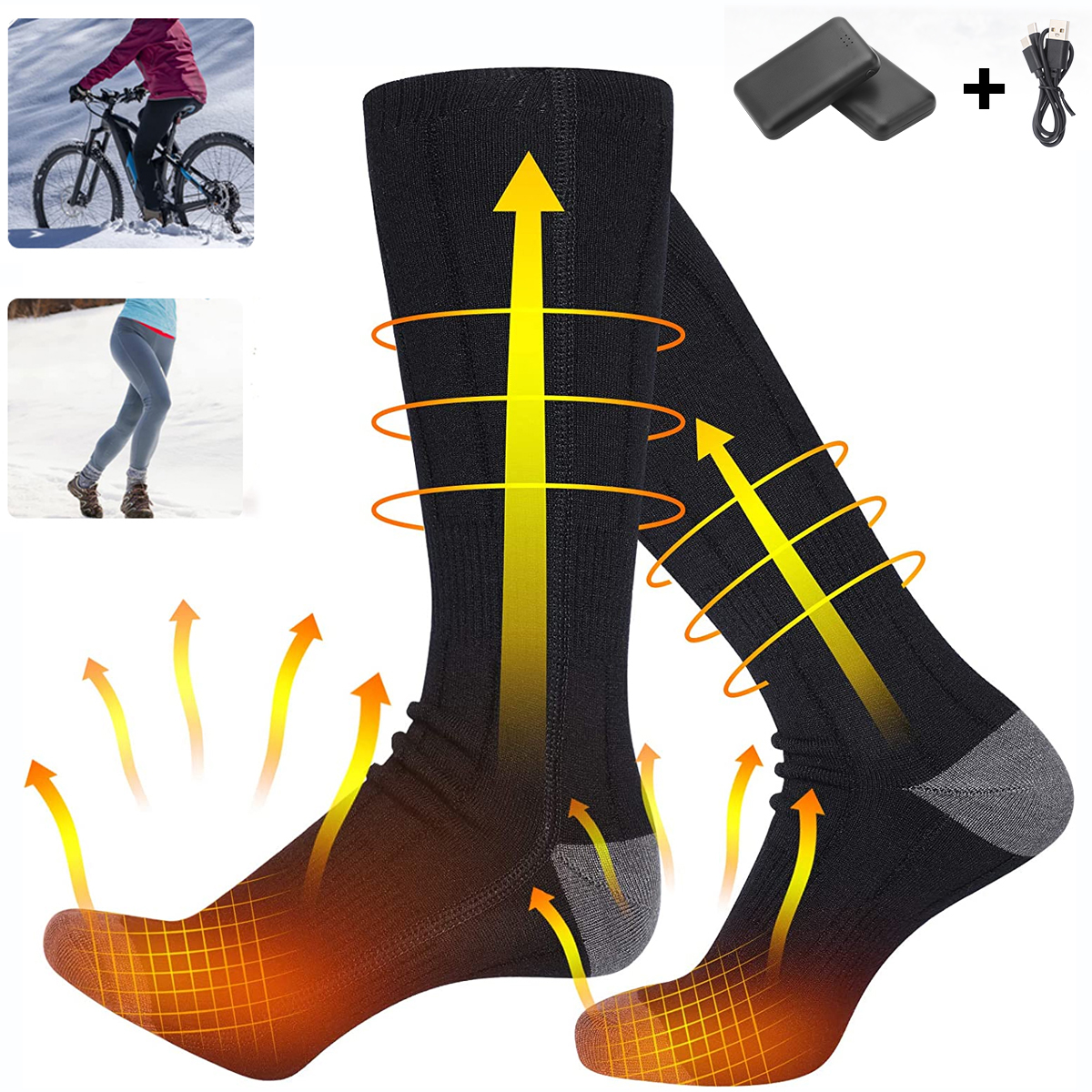 Skarpety Podgrzewane Elektrycznie Zimowe Z 3 Ustawieniami Temperatury